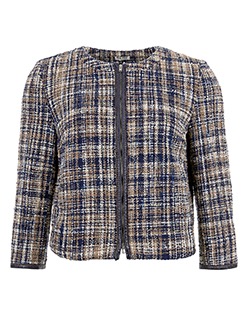 Miu Miu Tweed Jacket, Cotton, Blue/Cream, UK 16