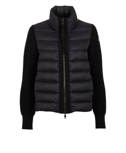Moncler Tricot Knit Cardi, &pound;275, Clothing, Black, Polyester (Polymer), Front view