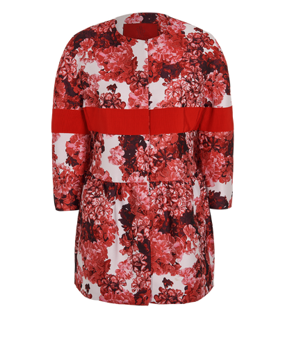 Moncler Sophie Floral Jacket, &pound;495, Clothing, Red, Polyester (Polymer), Front view