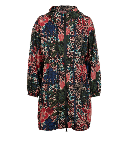 Moncler Lichen Oversized Parka, &pound;350, Clothing, Black/Red, Polyester Mix, Front view