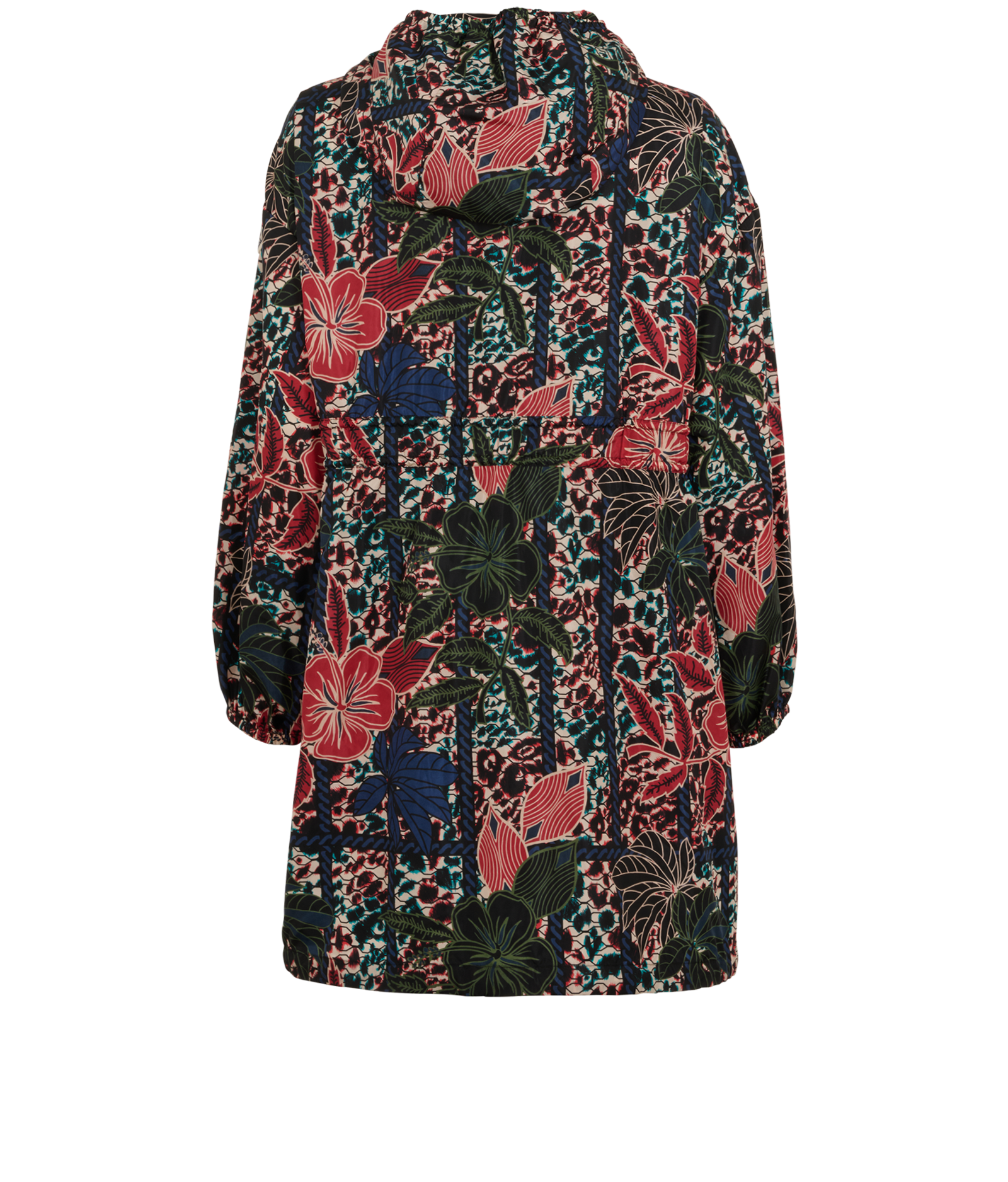 Moncler Lichen Oversized Parka, &pound;350, Clothing, Black/Red, Polyester Mix, Back view