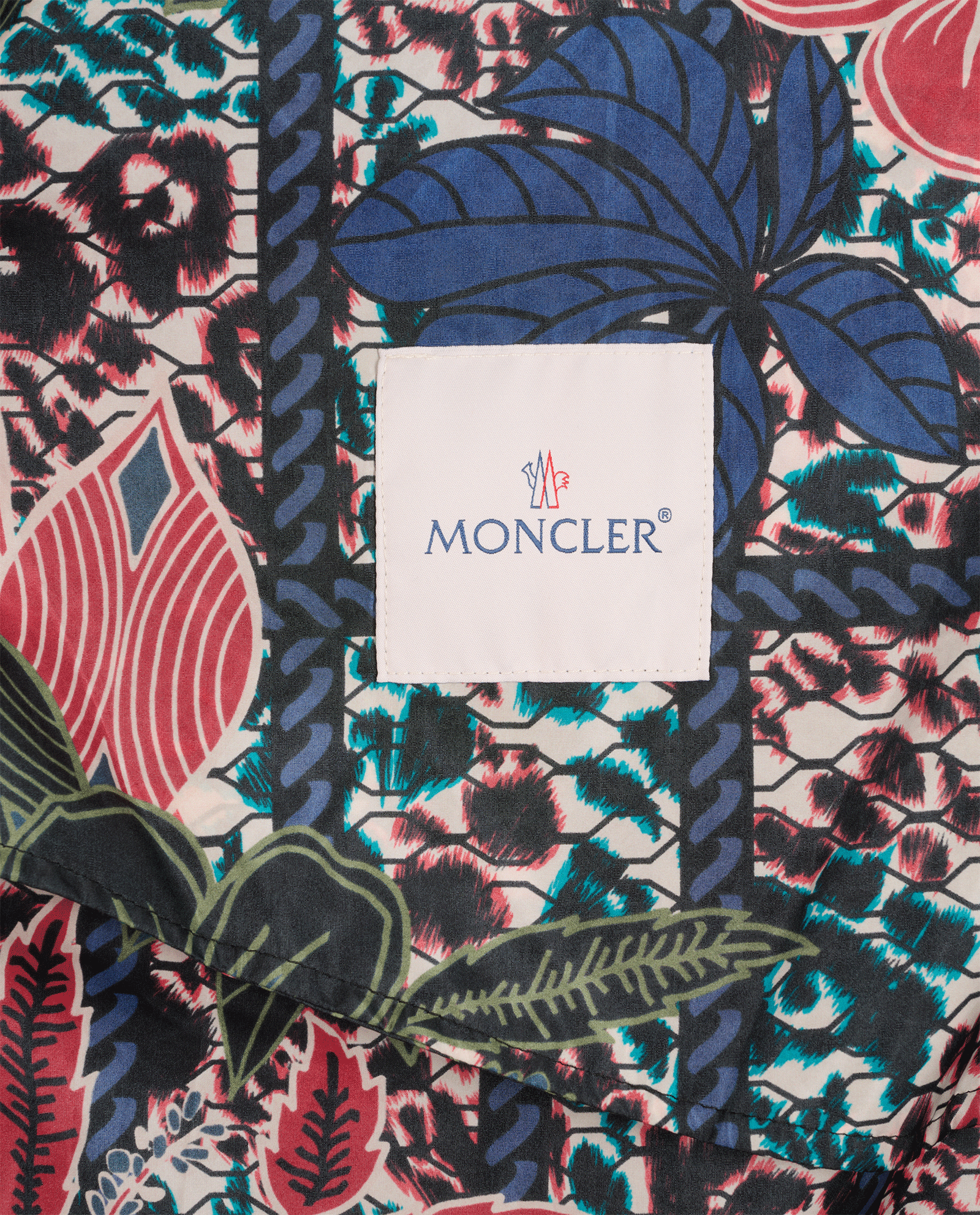 Moncler Lichen Oversized Parka, &pound;350, Clothing, Black/Red, Polyester Mix, Other view