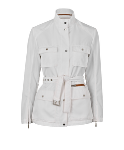 Moncler Belted Zipped Jacket, Polyester, White, Sz XS, 3*