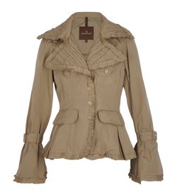 Moncler Textured Collar Jacket, Polyester, Brown, UKL