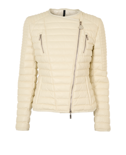 Moncler Beurre Jacket, Leather/Down, Cream, SZ M, 2*