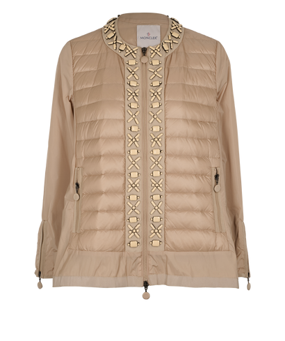 Moncler Alexis Jacket, &pound;350, Clothing, Beige, Down Feathers/Polyester Mix, Front view