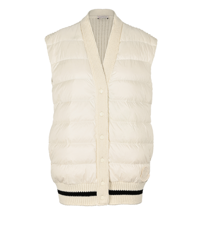 Moncler Knitted Vest, £375, Clothing, White, Down Feathers/Nylon/Wool, Front view