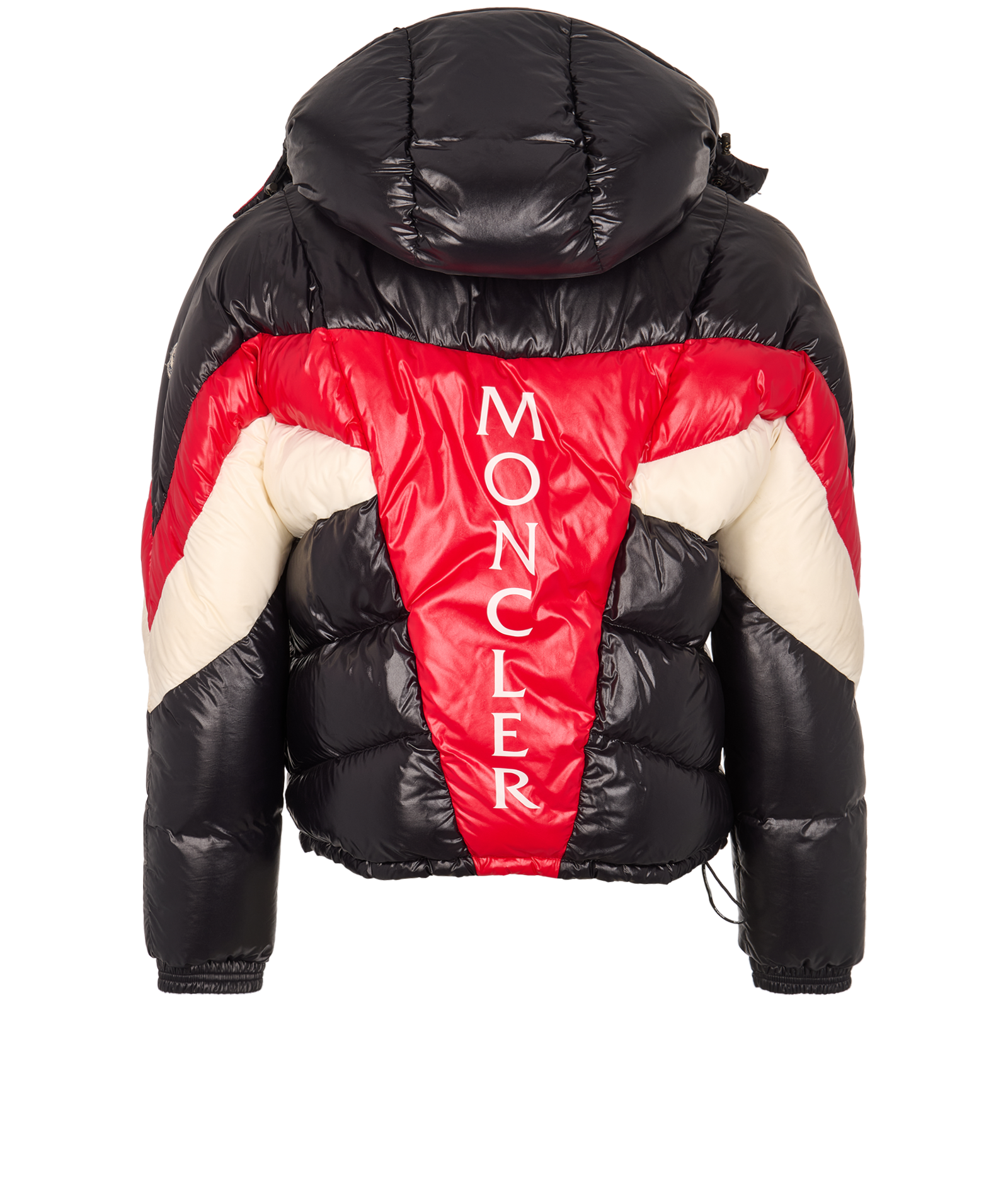 Moncler Anthime Puffer Jacket, &pound;595, Clothing, Black/Red/White, Down Feathers, Back view