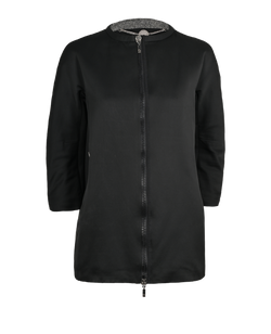 Moncler Collarless Zip-Up Jacket, Down/Feather, Black, UK 10, 2*