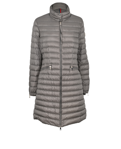 Moncler Long Puffer Jacket, £575, Clothing, Grey, Down Feathers, Front view