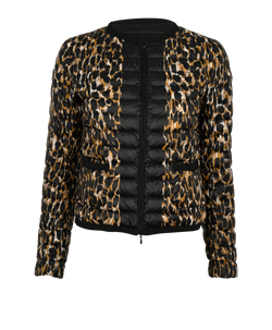 Moncler Animal Print Lightweight Puffer Jacket, Down/Fthr,Brwn/Blck,UK8,3*