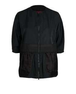 Moncler Peplum Short Sleeved Sports Jacket, Poly, Black, UK12, 2*