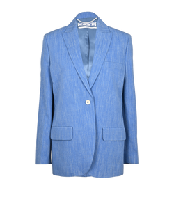 Off White Blazer Jacket, Linen, Blue, UK10, 4*