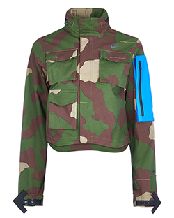 Off White Nike Collab Camo Jacket, Polyester, Green, XS, 2*