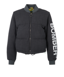 Off-White Printed Bomber Jacket, Wool/Down, Grey, UK6, 2*