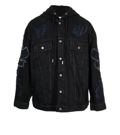 Off-White Oversized Denim Jacket, &pound;210, Clothing, Black, Denim, Front view