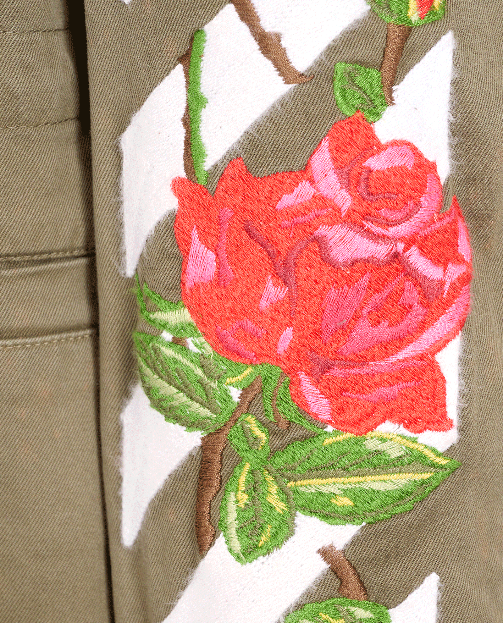 Off-White Embroidered Rose Field Jacket, &pound;220, Clothing, Green, Cotton, Other view