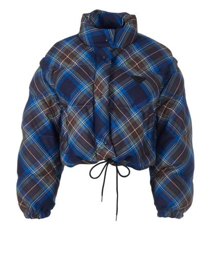 Prada Check Cropped Puffer, front view