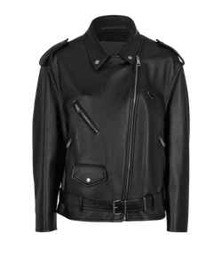 Prada Oversized Biker Jacket, Leather, Black, UK8, 3*