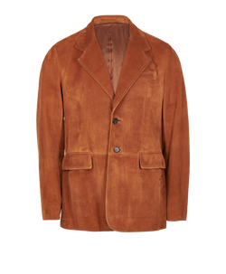 Prada Single Breasted Blazer, Men, Suede, Tan, Sz L, 3*