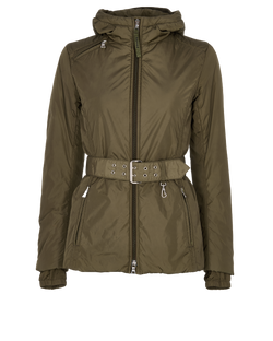 Prada Belted Puffer Jacket, Nylon, Khaki, UK 8, 2*