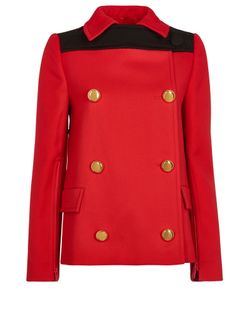 Prada Block Colour Jacket, Wool, Red/Black, UK6, 3*