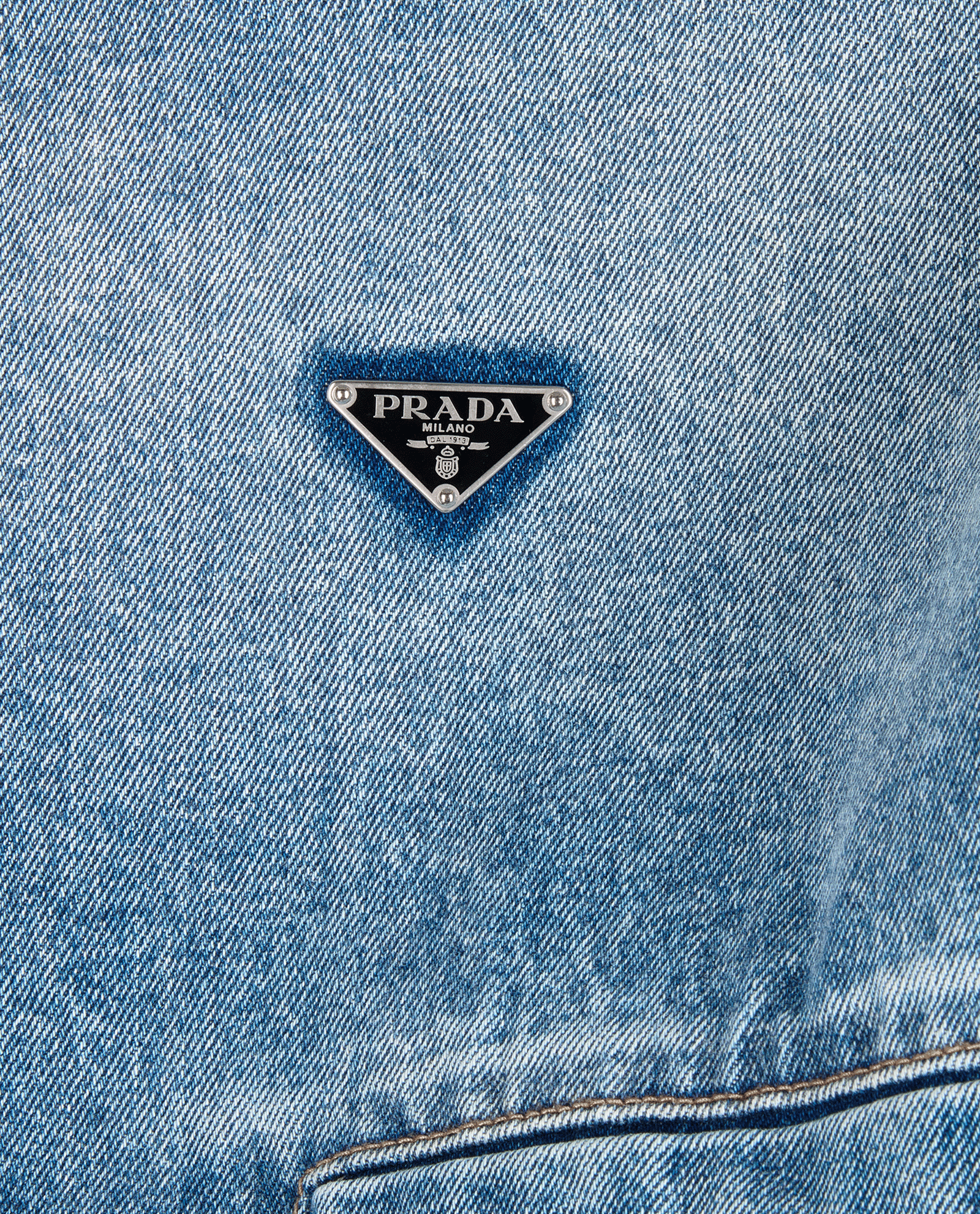 Prada Logo Cropped Denim Jacket, &pound;450, Clothing, Blue, Cotton, Other view