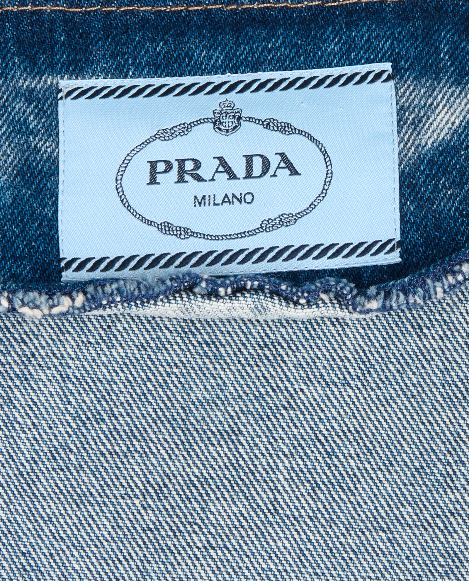 Prada Logo Cropped Denim Jacket, &pound;450, Clothing, Blue, Cotton, Other view