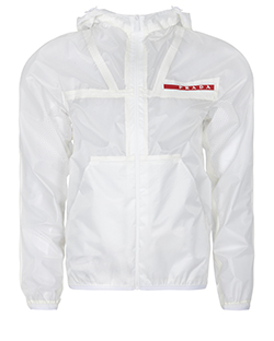 Prada Ripstop Windbreaker Jacket, Polyamide, White, XS, T, 3*