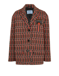 Prada Geometric Patterned Jacket, Poly, Orange/Brown, UK10, 2*