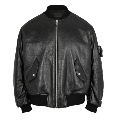 Prada Nappa Bomber Jacket, &pound;2,500, Clothing, Black, Leather, Front view