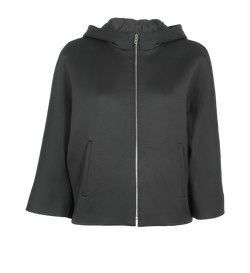 Prada Hooded Zip-Up Jacket, Poly/Virgin Wool, Black, UK10, 2*
