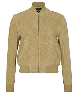 Ralph Lauren Perforated Bomber Jacket, Suede, Cream, 10, 2*
