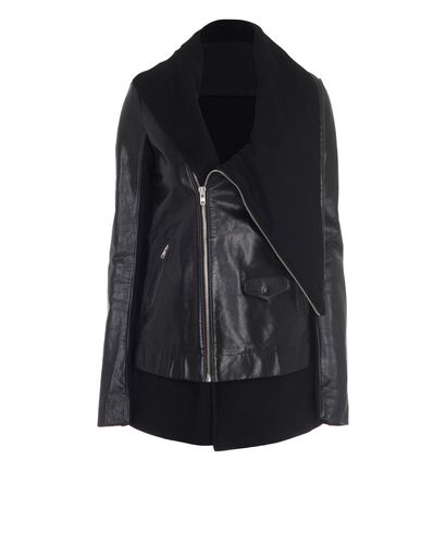 Rick Owens Asymmetric Leather Jacket, front view
