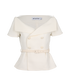 Self Portrait Belted Short Sleeve Jacket, £80, Clothing, White, Acrylic Plastic, Front view