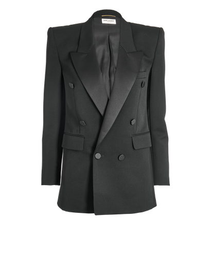 Saint Laurent Structured Blazer, £950, Clothing, Black, Silk, Front view