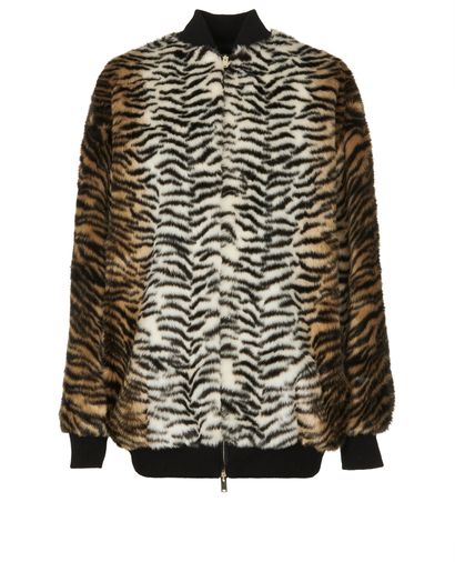 Stella McCartney Faux Fur Tiger Oversized Bomber Jacket, front view