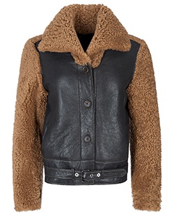 Sonia Rykiel Biker Jacket, Leather, Tan/Black, 8
