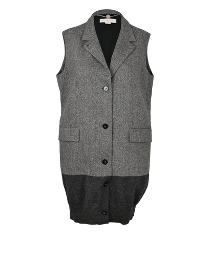 Stella McCartney Herringbone Long Gilet, &pound;110, Clothing, Grey, Wool, Front view