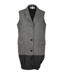 Stella McCartney Herringbone Long Gilet, Wool, Grey, UK10, 3*