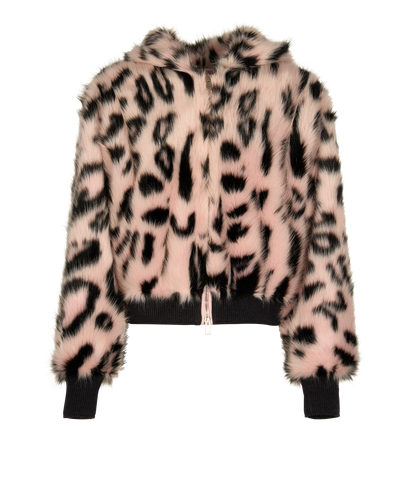 Stella McCartney Leopard Faux Fur Zip Up Jacket, front view