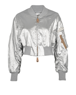 Stella McCartney Cropped Jacket, Linen, Silver, UK10, 3*