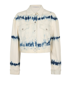 Stella McCartney Tie Dye Crop Denim Jacket, Cotton, Blue/Cream, UK8, 3*