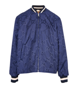 GG Supreme Reversible Bomber Jacket, Mens, Poly, Navy/Brown, 4XL, 3*