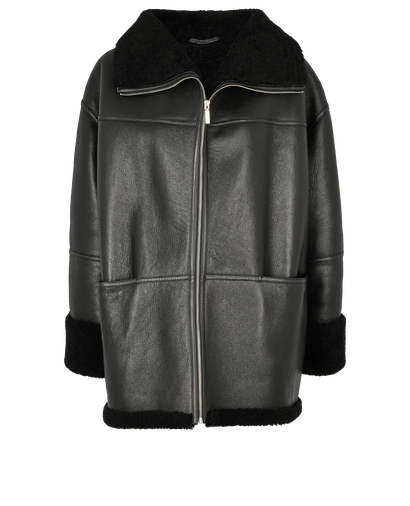 Toteme Signature Jacket, £950, Clothing, Black, Leather/Shearling, Front view