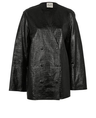 Toteme Croco Embossed Blazer, £495, Clothing, Black, Leather, Front view