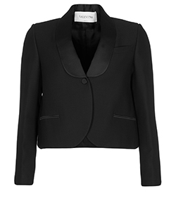 Valentino Cropped Blazer, Wool/Silk, Black, 10, 3*