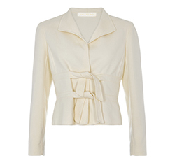 Valentino Unlined Cropped Belted Jacket, Wool, Cream, UK 12, 2*
