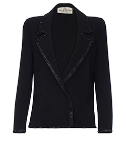 Valentino Beaded Trim Jacket, Wool, Black, UK 8