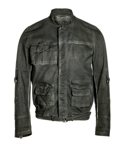 Valentino Faded-Effect Military Jacket,Mens,Cotton, Black/Grey, Sz XS, 3*